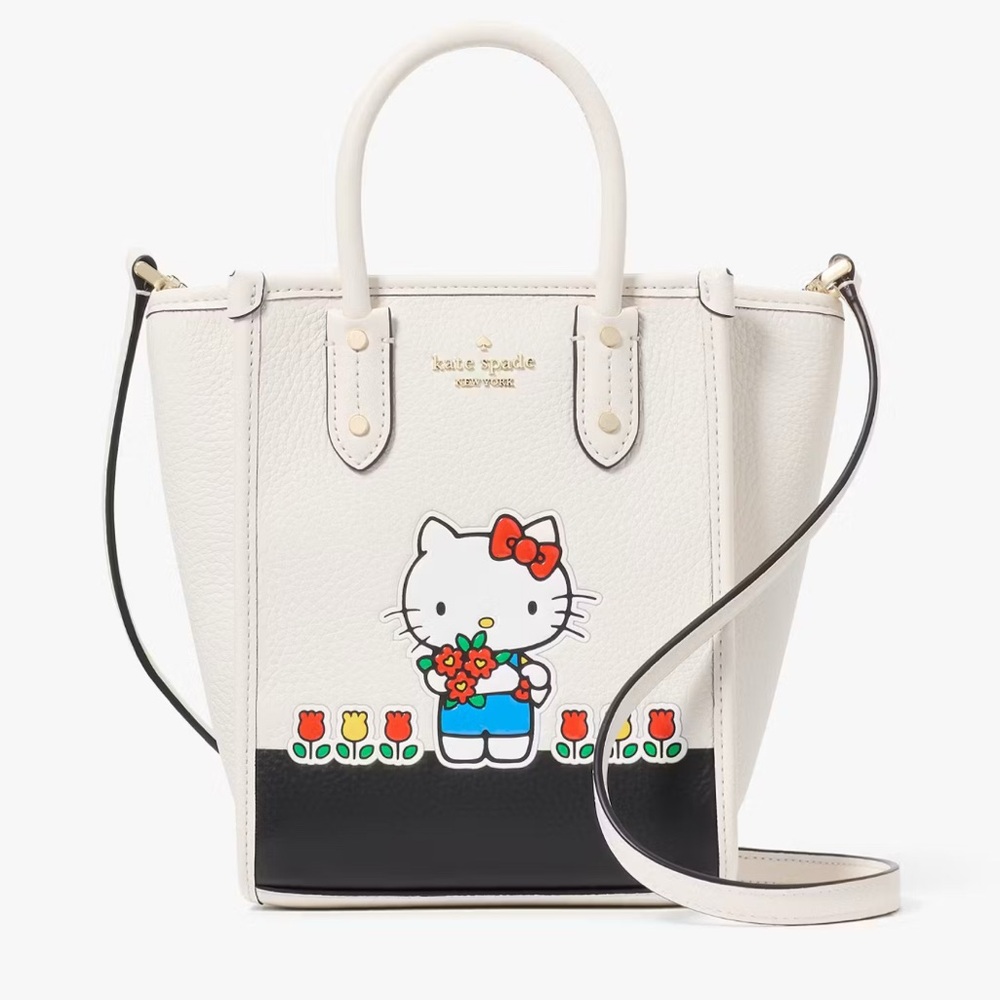 Kate Spade White Mini Bag with Hello Kitty Design